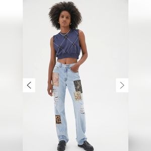 BDG High-Waisted Cowboy Jean – Printed Patchwork Size 28